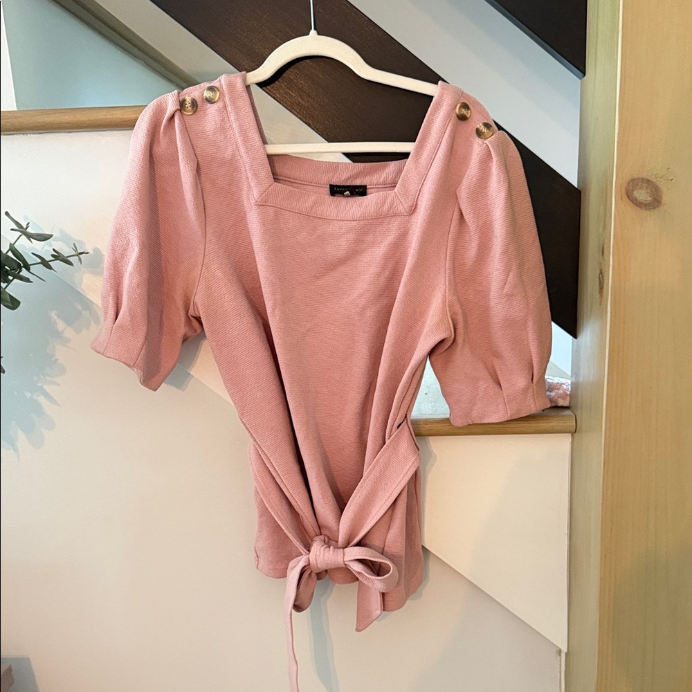 Current Air Dusty Rose Button-Shoulder Blouse